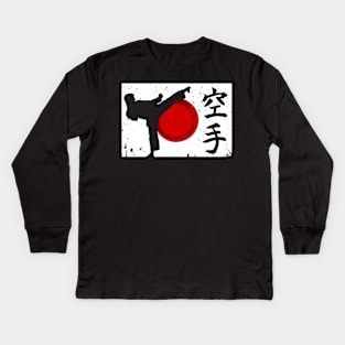 Japanese Karate Shirt High Kick Kids Long Sleeve T-Shirt